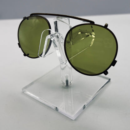 Vintage 50mm Gold ClipOn with Brand New Berko’s Designs Lenses™️ Custom Solid Bottle Green Lenses