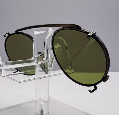 Vintage 50mm Gold ClipOn with Brand New Berko’s Designs Lenses™️ Custom Solid Bottle Green Lenses