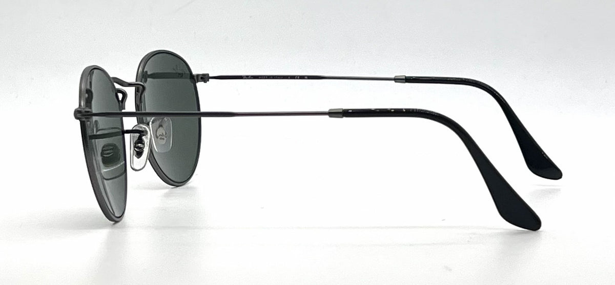 Ray-Ban Round Metal RB3447 Matte Gunmetal Round Sunglasses-G-15 Green Lenses-Unworn