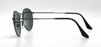 Ray-Ban Round Metal RB3447 Matte Gunmetal Round Sunglasses-G-15 Green Lenses-Unworn
