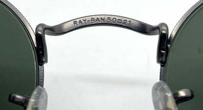 Ray-Ban Round Metal RB3447 Matte Gunmetal Round Sunglasses-G-15 Green Lenses-Unworn