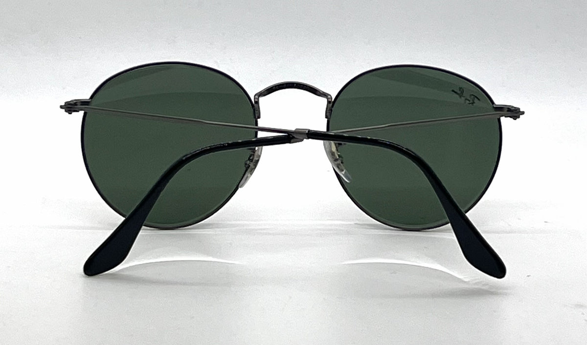 Ray-Ban Round Metal RB3447 Matte Gunmetal Round Sunglasses-G-15 Green Lenses-Unworn