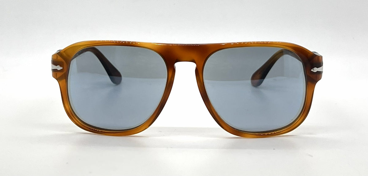 Persol Jean PO3310S 96/56 Terra di Siena Square Sunglasses-Light Blue Lenses-Unworn
