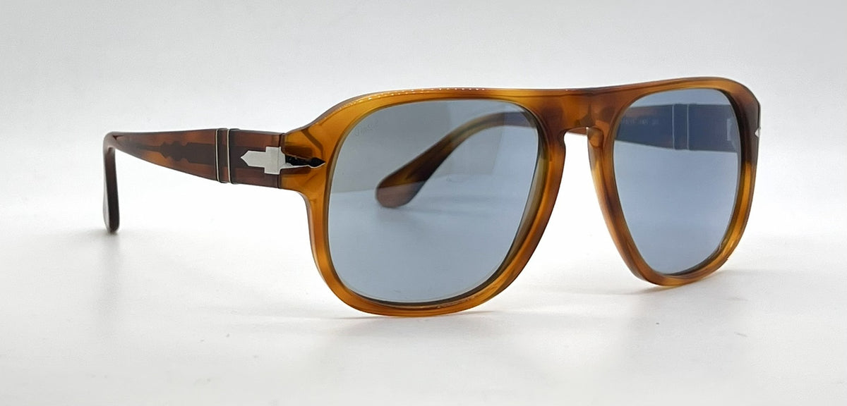Persol Jean PO3310S 96/56 Terra di Siena Square Sunglasses-Light Blue Lenses-Unworn