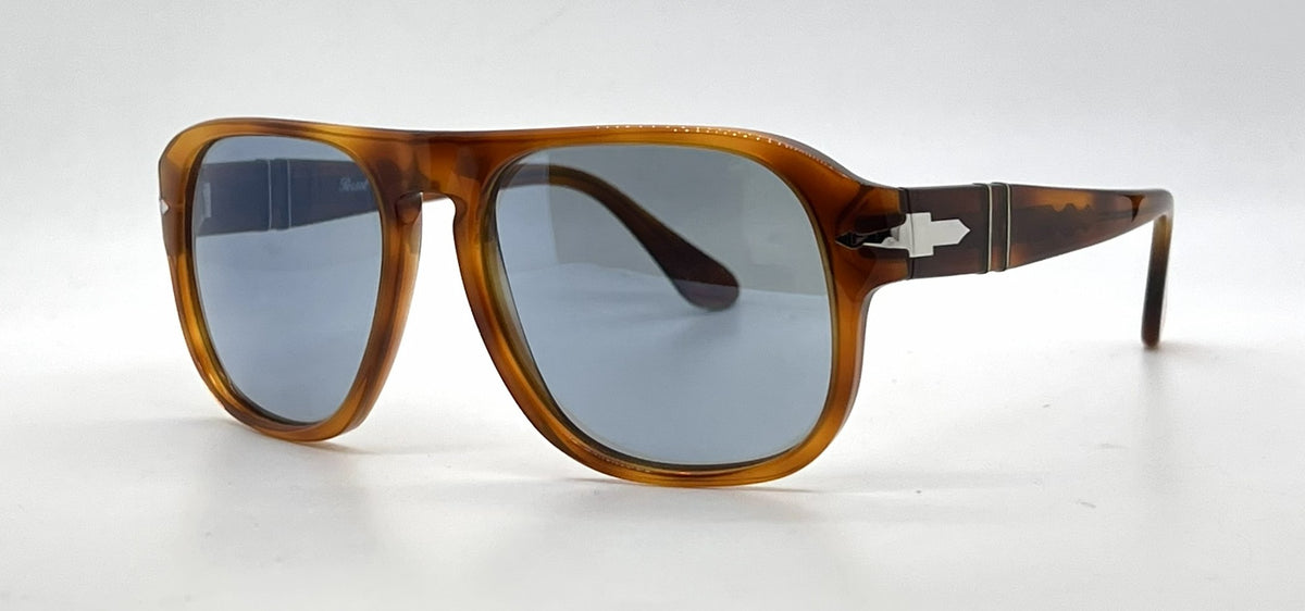 Persol Jean PO3310S 96/56 Terra di Siena Square Sunglasses-Light Blue Lenses-Unworn