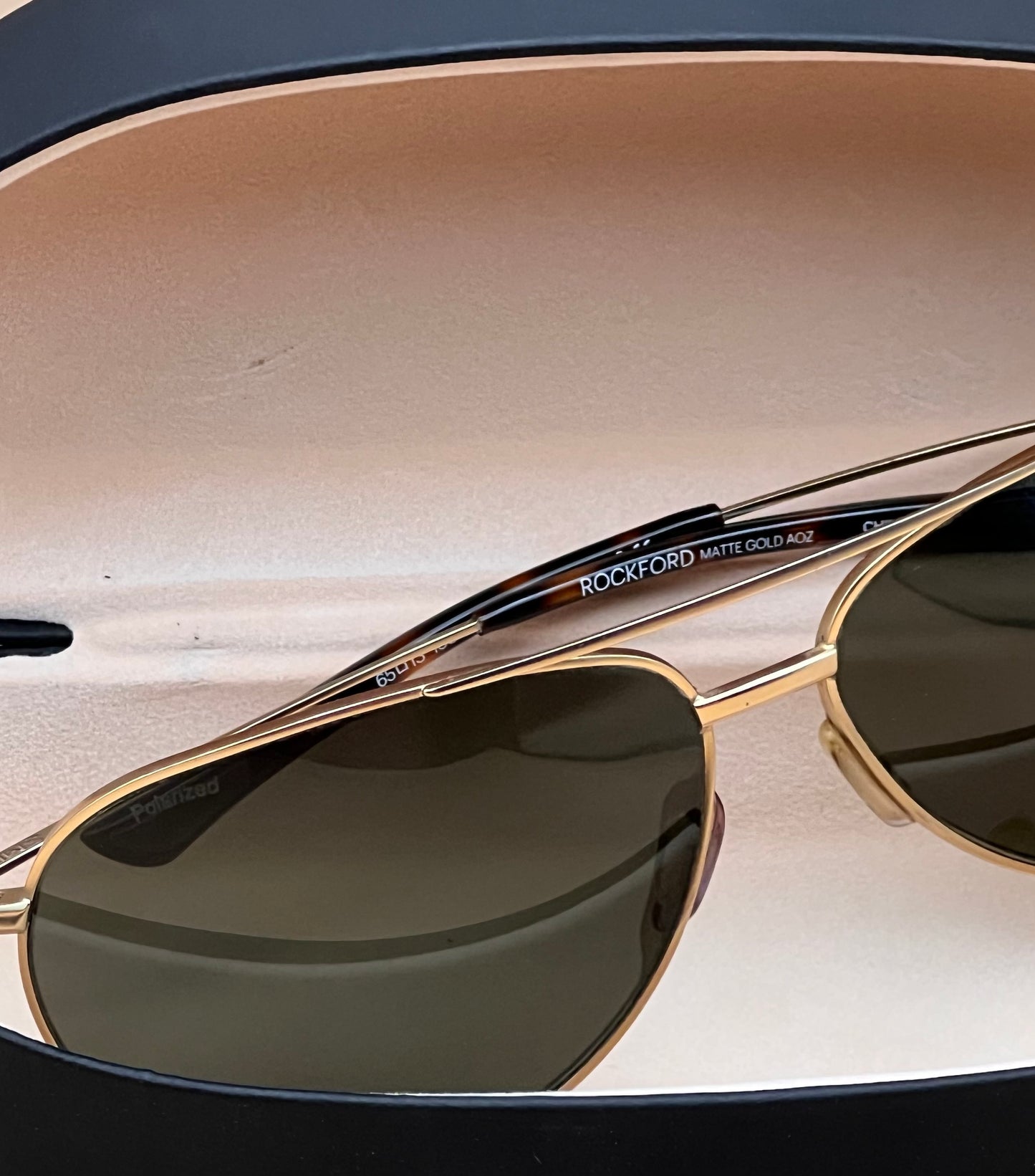 Smith Rockford Sunglasses-Matte Gold AOZ-Aviator-Polarized- Category 3 Tint / 65-13 130