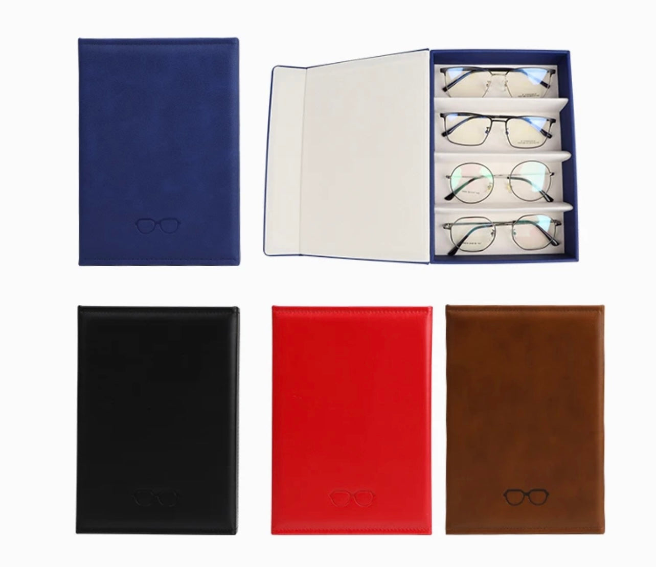 Eyewear Storage Organizer. Eco-Friendly Leather-4 Slots Perfect for Display, Storage or Travel