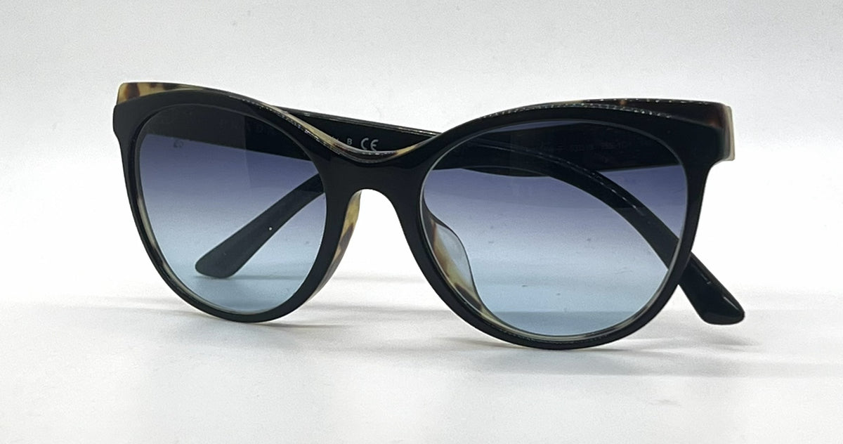Prada VPR05W-F Black Tortoise Cat Eye Sunglasses-Blue Grey Gradient Custom Lenses-Unworn