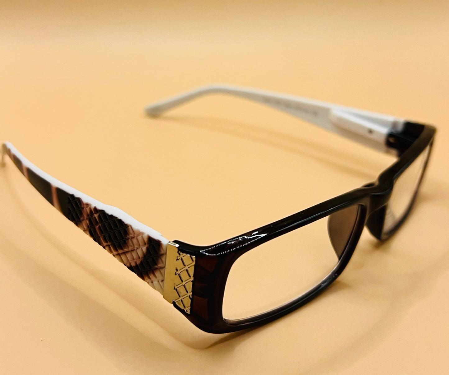 Pablo Zanetti Geometric Narrow Reading Glasses / Rectangular Frames / Spring Hinges / Silver Transition w/ Patterned Arms