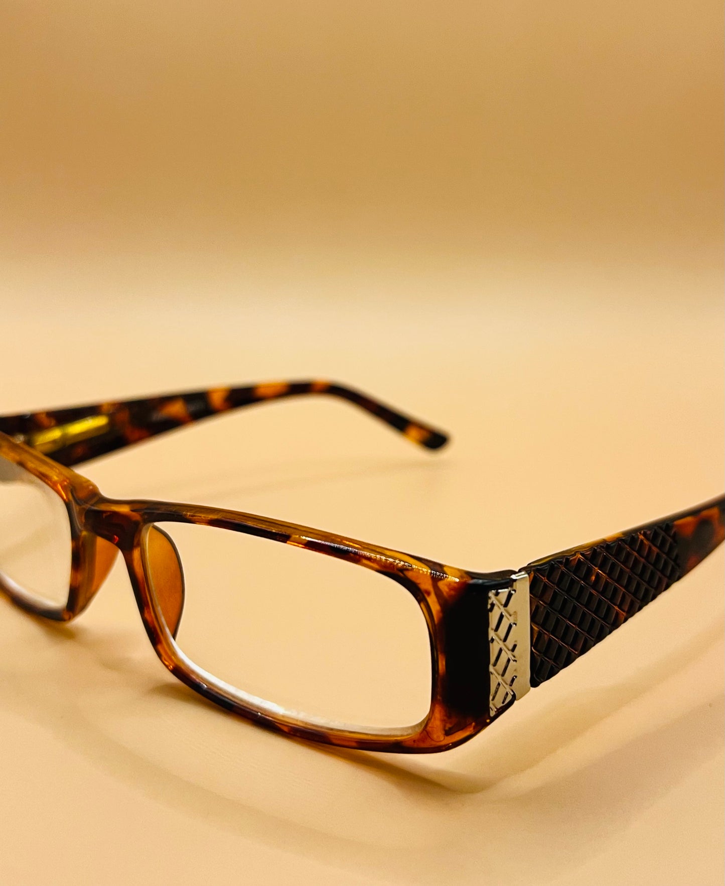 Pablo Zanetti Geometric Narrow Reading Glasses / Rectangular Frames / Spring Hinges / Silver Transition w/ Patterned Arms