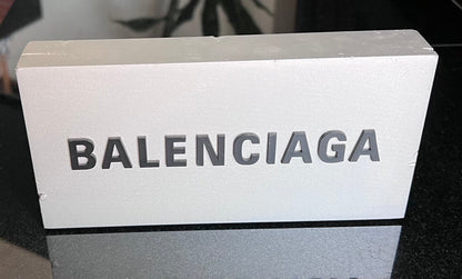 Balenciaga Metal Name Plate-Branded Countertop Display-Raised Lettering 8x4x1.25