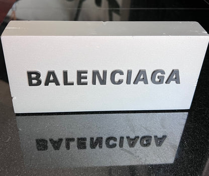 Balenciaga Metal Name Plate-Branded Countertop Display-Raised Lettering 8x4x1.25