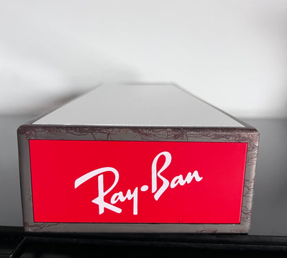 Ray-Ban Countertop Display-2”Riser Stand-Iconic logo-White Top-Patina Base