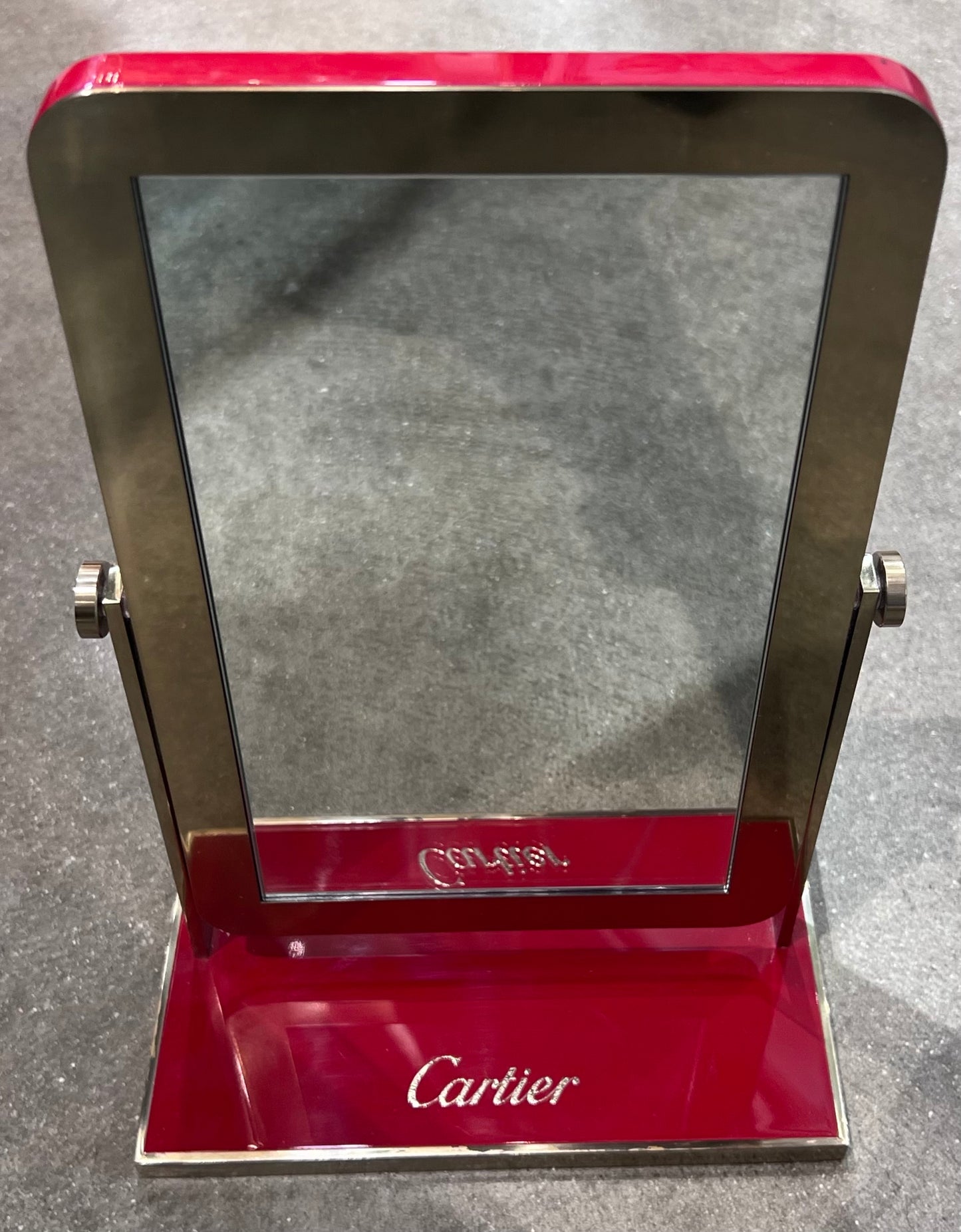 Cartier Mirror-Iconic Cartier Red Piano lacquer with Gold Trim & Cartier Logos