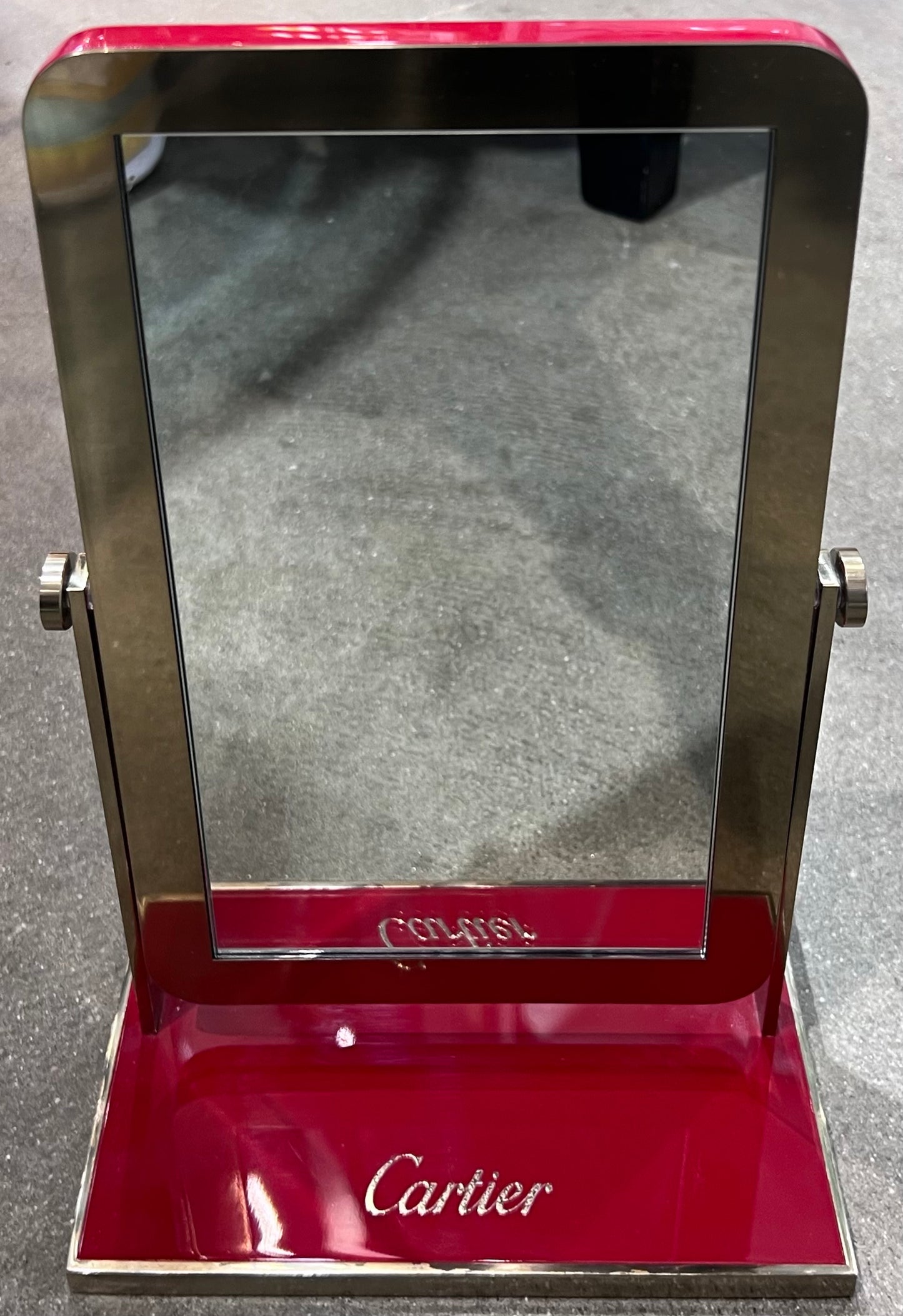 Cartier Mirror-Iconic Cartier Red Piano lacquer with Gold Trim & Cartier Logos