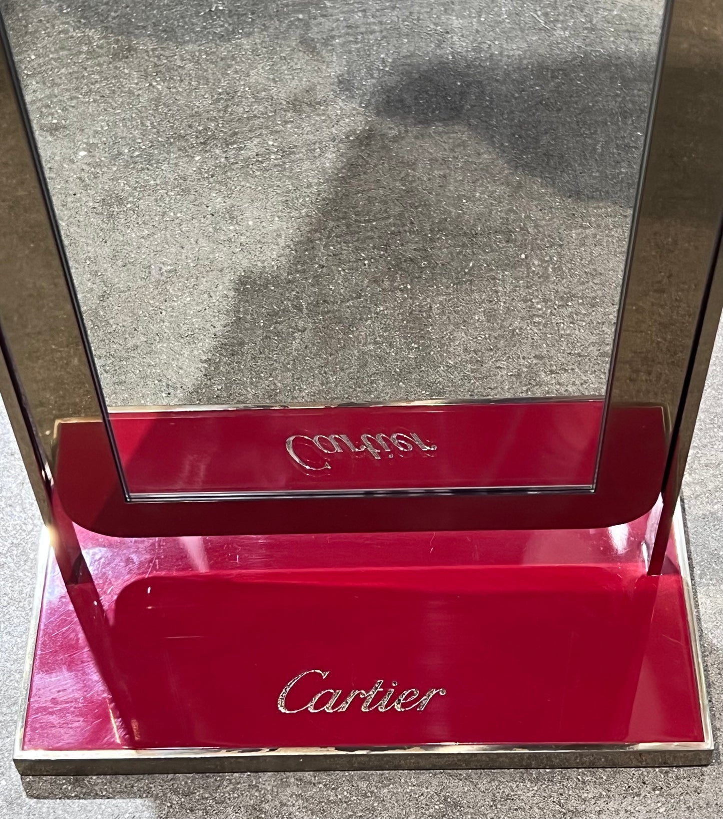 Cartier Mirror-Iconic Cartier Red Piano lacquer with Gold Trim & Cartier Logos