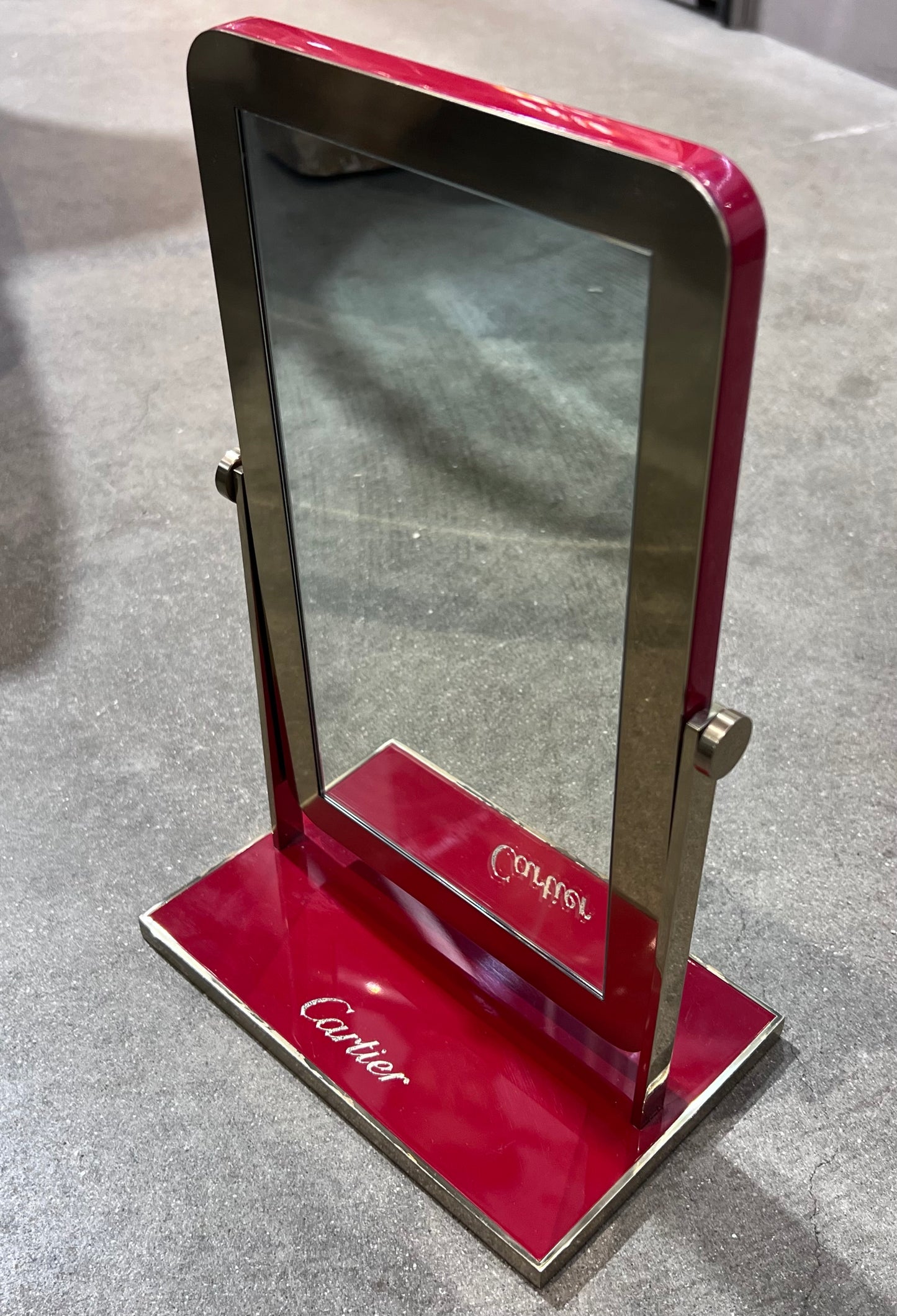 Cartier Mirror-Iconic Cartier Red Piano lacquer with Gold Trim & Cartier Logos