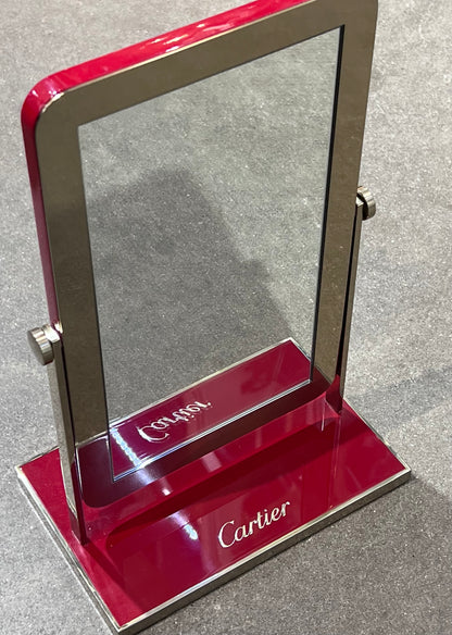 Cartier Mirror-Iconic Cartier Red Piano lacquer with Gold Trim & Cartier Logos