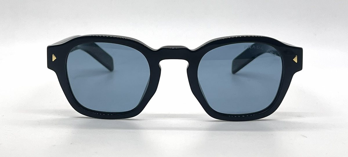 Prada PR A16S 16K-04D Black Geometric Sunglasses-Light Blue Custom Lenses-Unworn