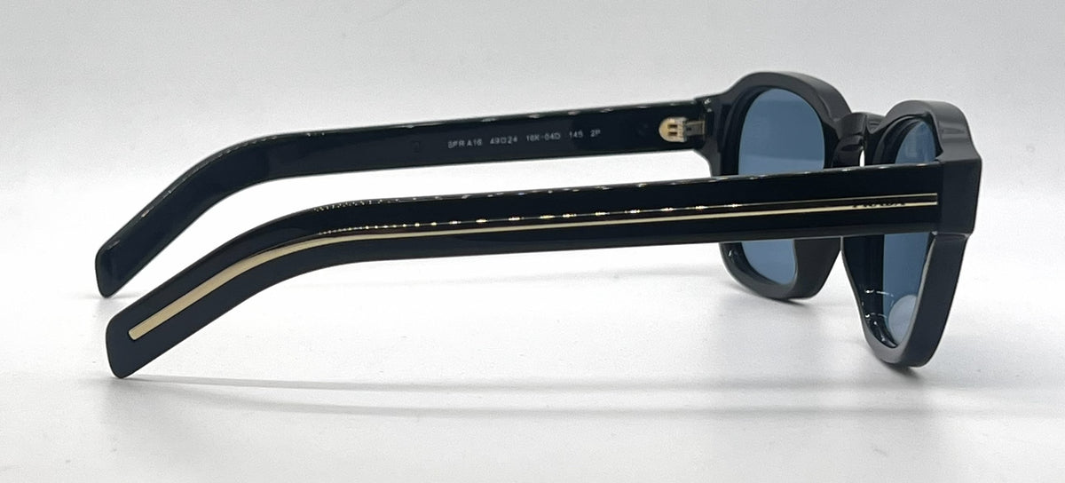 Prada PR A16S 16K-04D Black Geometric Sunglasses-Light Blue Custom Lenses-Unworn