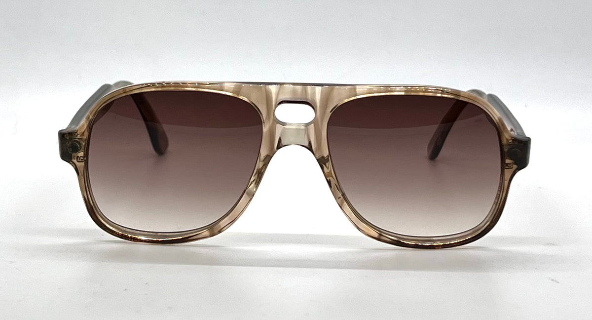 Tart Optical Smoke Brown Double Bridge Aviator Sunglasses Custom Gradient Lenses
