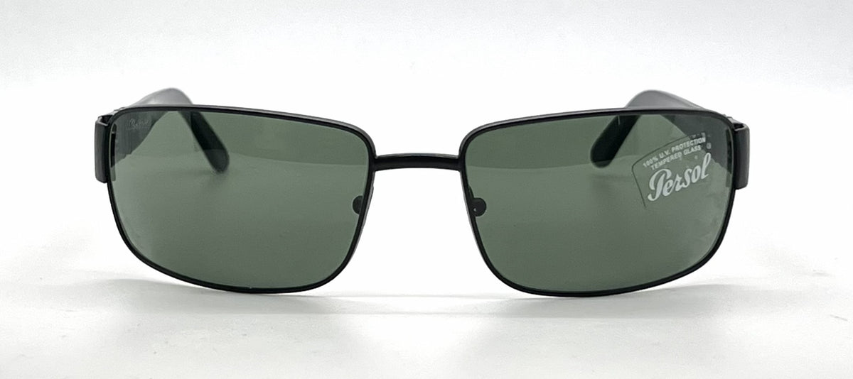 Persol 2230-S 594/31 Black Rectangular Sunglasses-Green Glass Lenses-Unworn