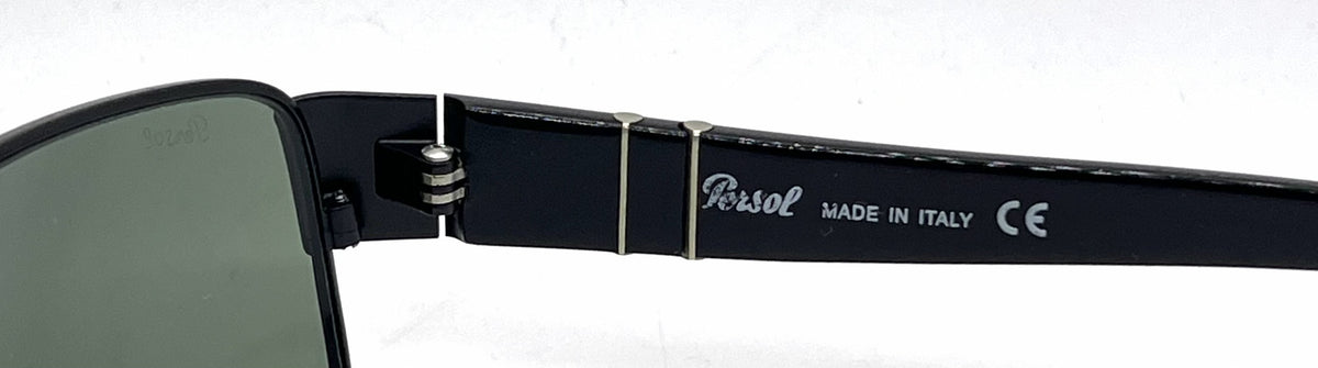 Persol 2230-S 594/31 Black Rectangular Sunglasses-Green Glass Lenses-Unworn