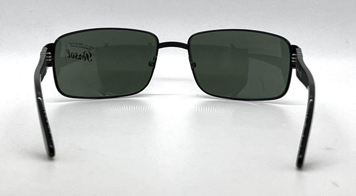 Persol 2230-S 594/31 Black Rectangular Sunglasses-Green Glass Lenses-Unworn