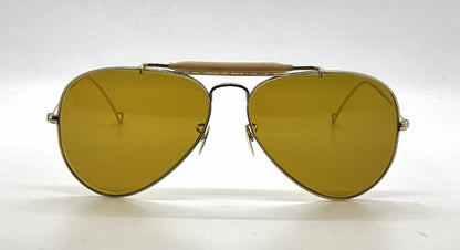 Ray-Ban Gold Double-Bridge Aviator Sunglasses-Amber Lenses-Unworn-Italy