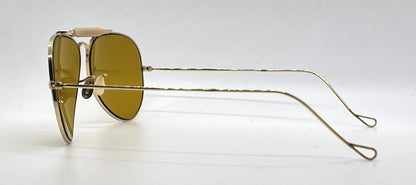 Ray-Ban Gold Double-Bridge Aviator Sunglasses-Amber Lenses-Unworn-Italy