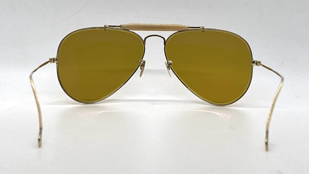 Ray-Ban Gold Double-Bridge Aviator Sunglasses-Amber Lenses-Unworn-Italy