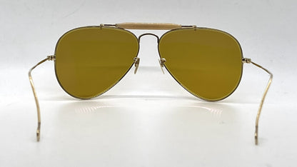 Ray-Ban Gold Double-Bridge Aviator Sunglasses-Amber Lenses-Unworn-Italy