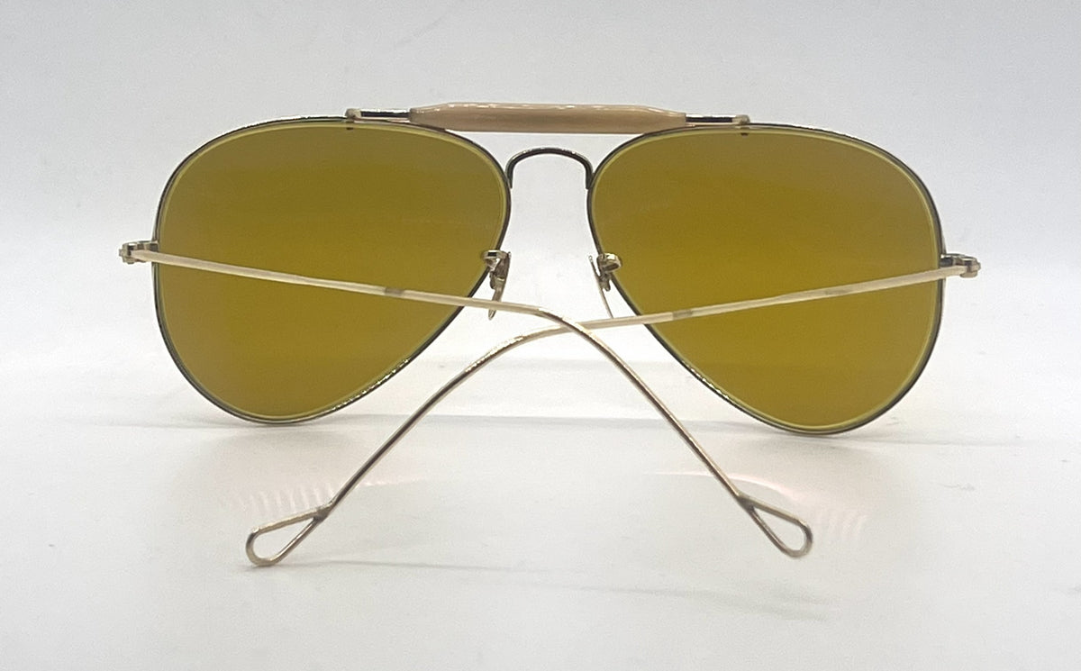 Ray-Ban Gold Double-Bridge Aviator Sunglasses-Amber Lenses-Unworn-Italy