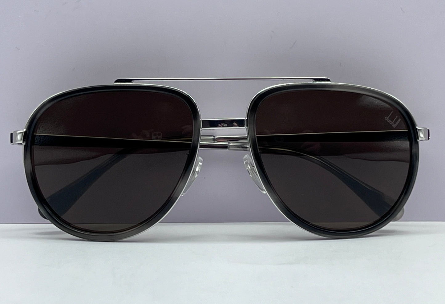 DUNHILL PILOT Sunglasses-*3P SDH133 0579-Silver Havana-DBL Bridge-100% Authentic