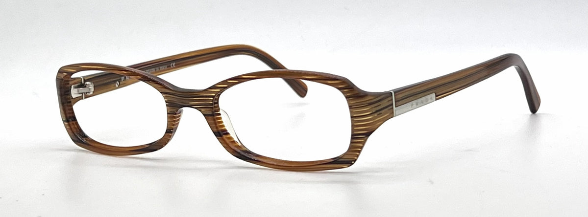 Prada VPR 06F 0BP-101 Brown Woodgrain Vintage Eyeglasses-Unworn-Italy