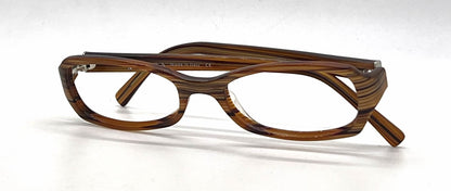 Prada VPR 06F 0BP-101 Brown Woodgrain Vintage Eyeglasses-Unworn-Italy