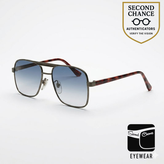Jarmon Vintage Aviator Sunglasses w/New Blue Gradient Custom Lenses-54mm