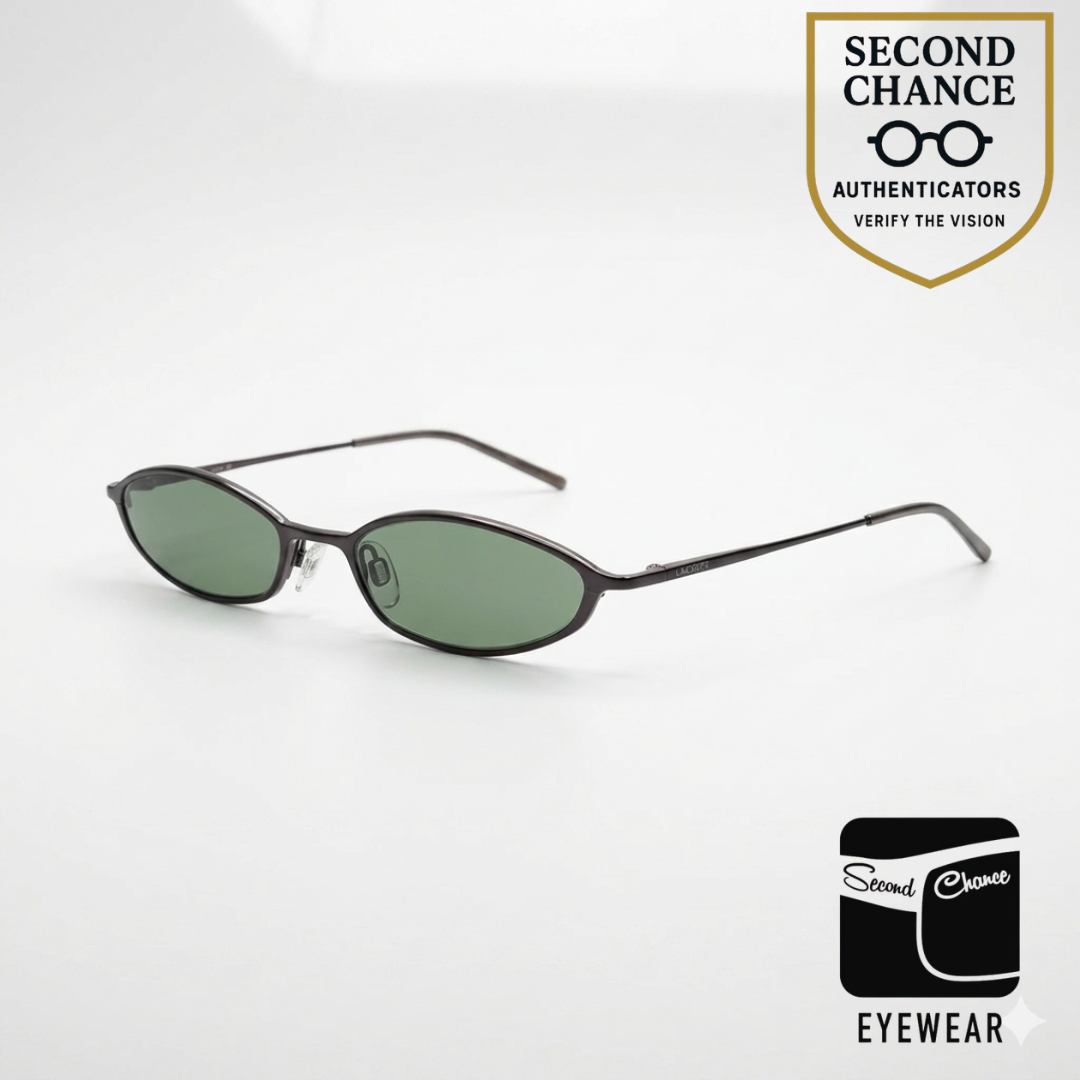 Lacoste LA12203 PL Oval Vintage Sunglasses-New Solid Green Custom Lens