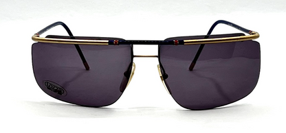 Lozza USA 6504-VINTAGE Shield Sunglasses-Blue Gold Aviator-NOS/UNWORN