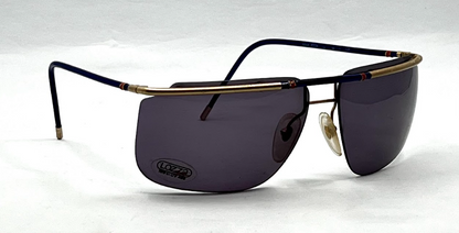 Lozza USA 6504-VINTAGE Shield Sunglasses-Blue Gold Aviator-NOS/UNWORN