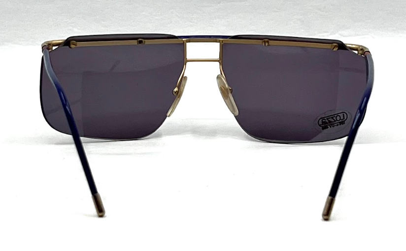 Lozza USA 6504-VINTAGE Shield Sunglasses-Blue Gold Aviator-NOS/UNWORN