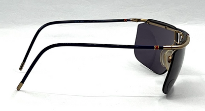 Lozza USA 6504-VINTAGE Shield Sunglasses-Blue Gold Aviator-NOS/UNWORN
