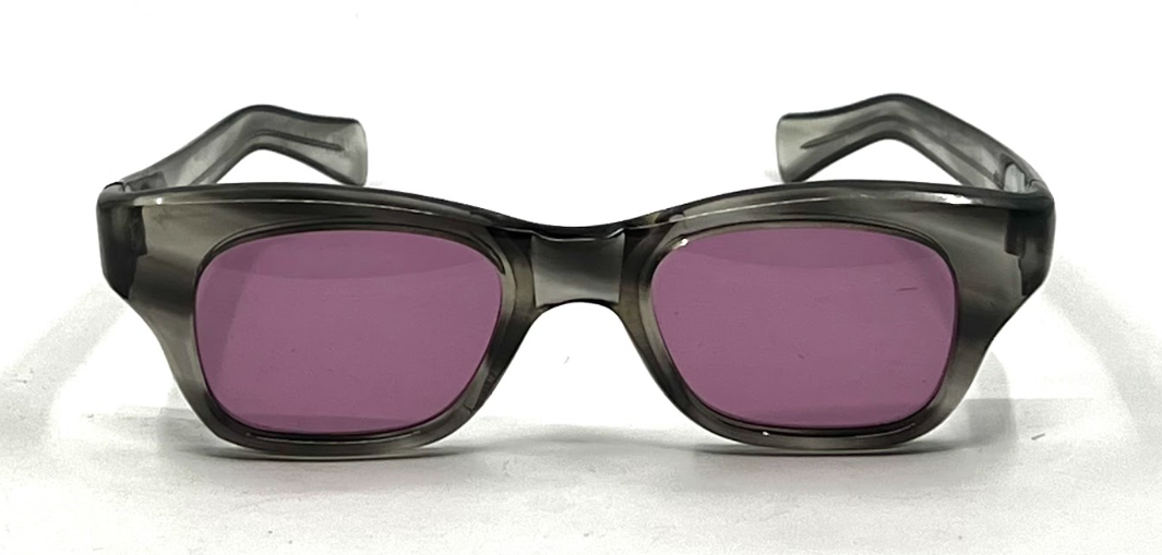 Milano 46/W British Hong Kong Smoke Gray Vintage Sunglasses-New Purple Custom Lenses