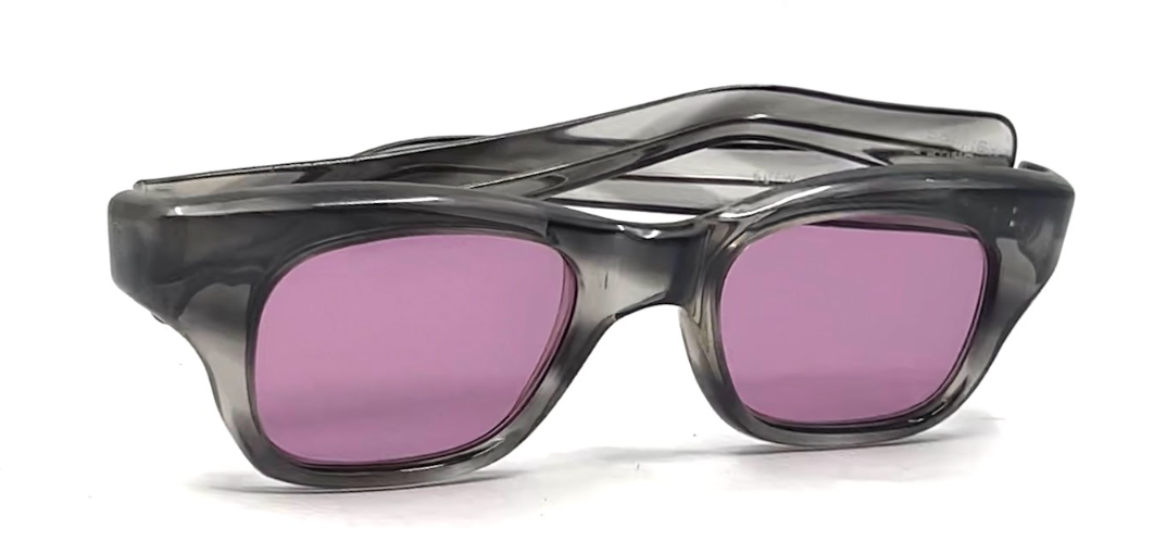 Milano 46/W British Hong Kong Smoke Gray Vintage Sunglasses-New Purple Custom Lenses