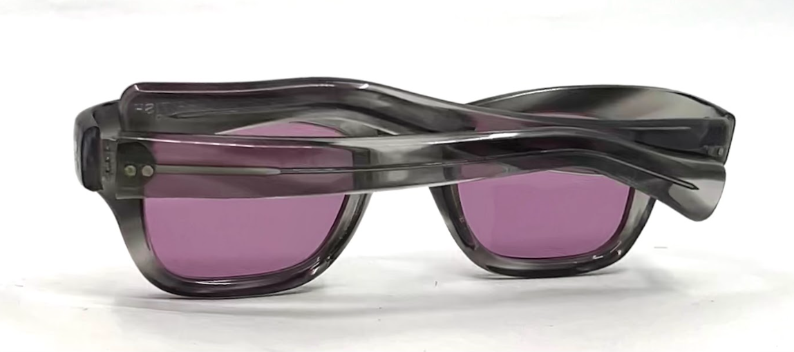 Milano 46/W British Hong Kong Smoke Gray Vintage Sunglasses-New Purple Custom Lenses