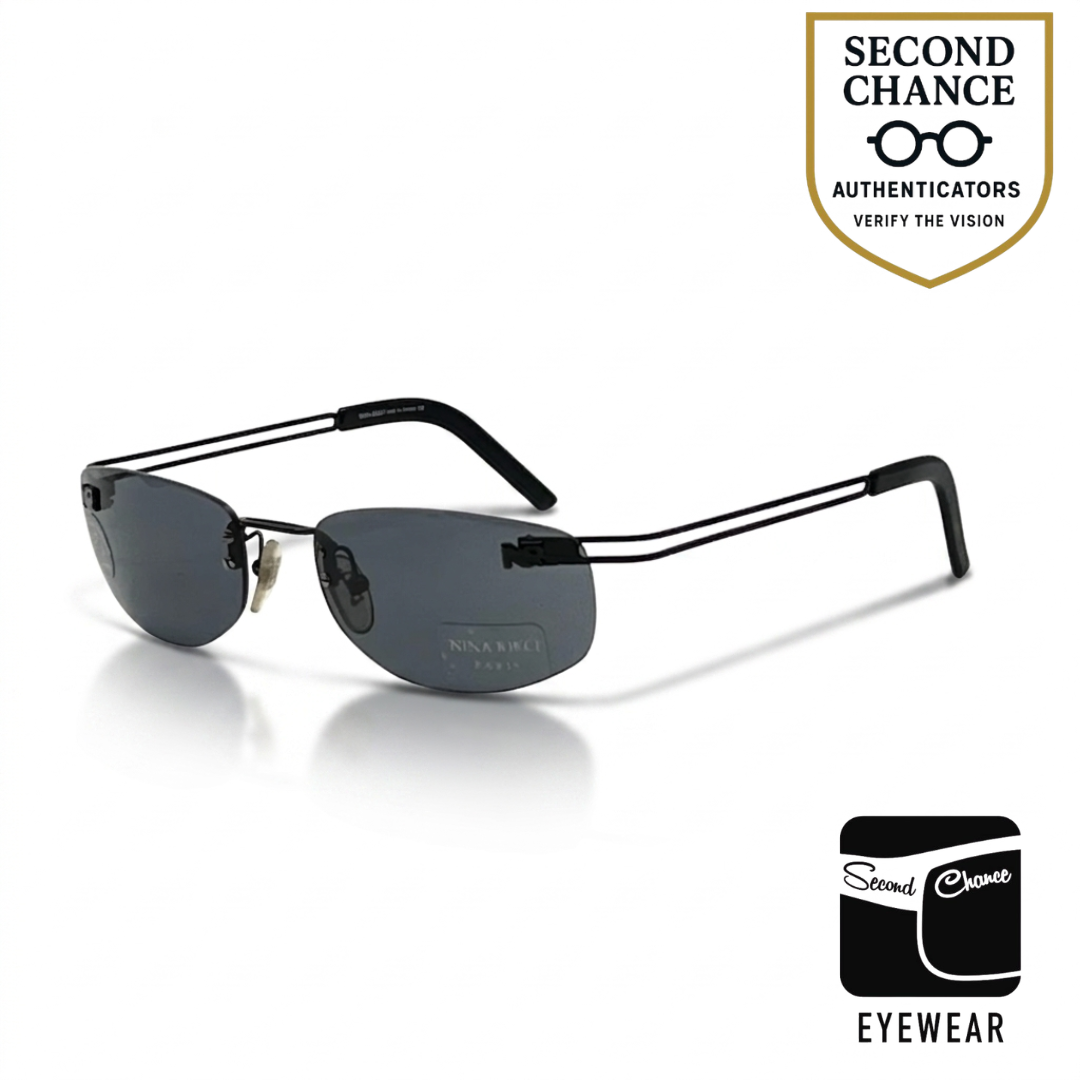 Nina Ricci NR 3448 D007 Rimless Black Vintage Sunglasses Made in France