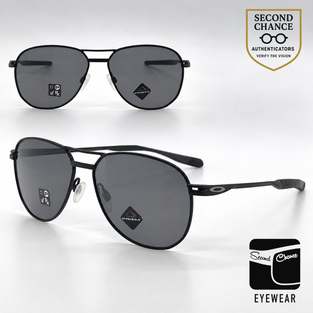 Oakley Contrail OO4147-0157 Satin Black Aviator-Prizm Grey Lenses-Unworn