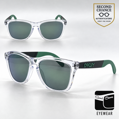Oakley Frogskins Mix OO9428-0455 Polished Clear front Sunglasses-Prizm Jade Lenses-Unworn
