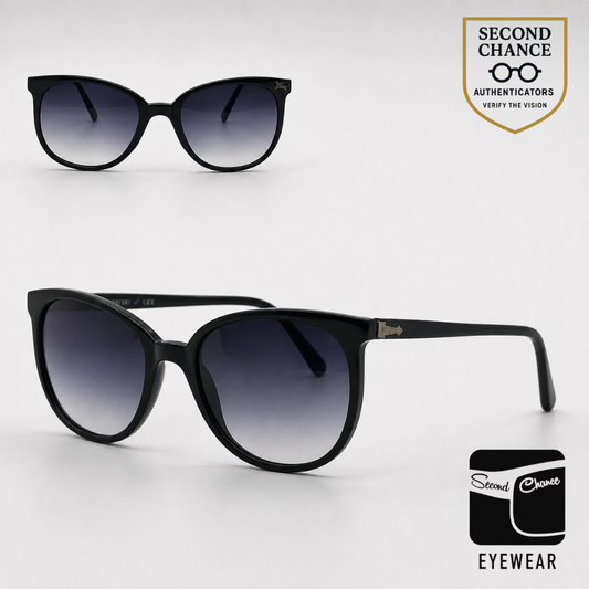 Persol Ratti 52-74 Black Round Vintage Sunglasses Blue Grey Gradient