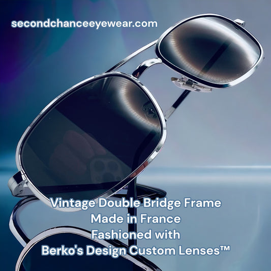 Vintage DEADSTOCK - Large Metal Double Bridge Frame-NEW Berko’s Designs Lenses™️ 58-20-142mm